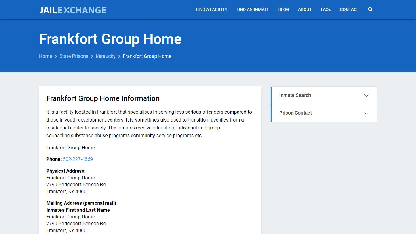 Frankfort Group Home Inmate Search, KY - Jail Exchange